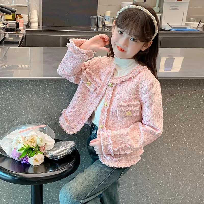女童外套春秋款女孩儿童装洋派秋装2025新款小香风开衫上衣服8岁9