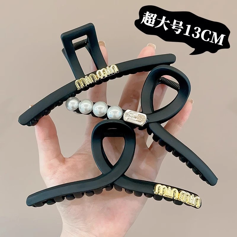 超大号磨砂后脑勺盘头发夹女发量多鲨鱼夹子头饰新款发卡