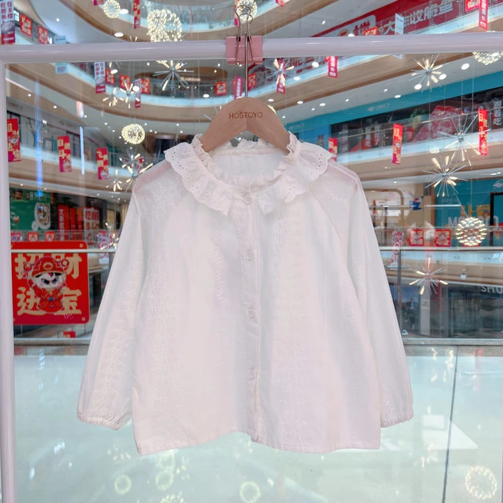 皇室童缘2025春季女童新品休闲法式提花衬衫17680234001