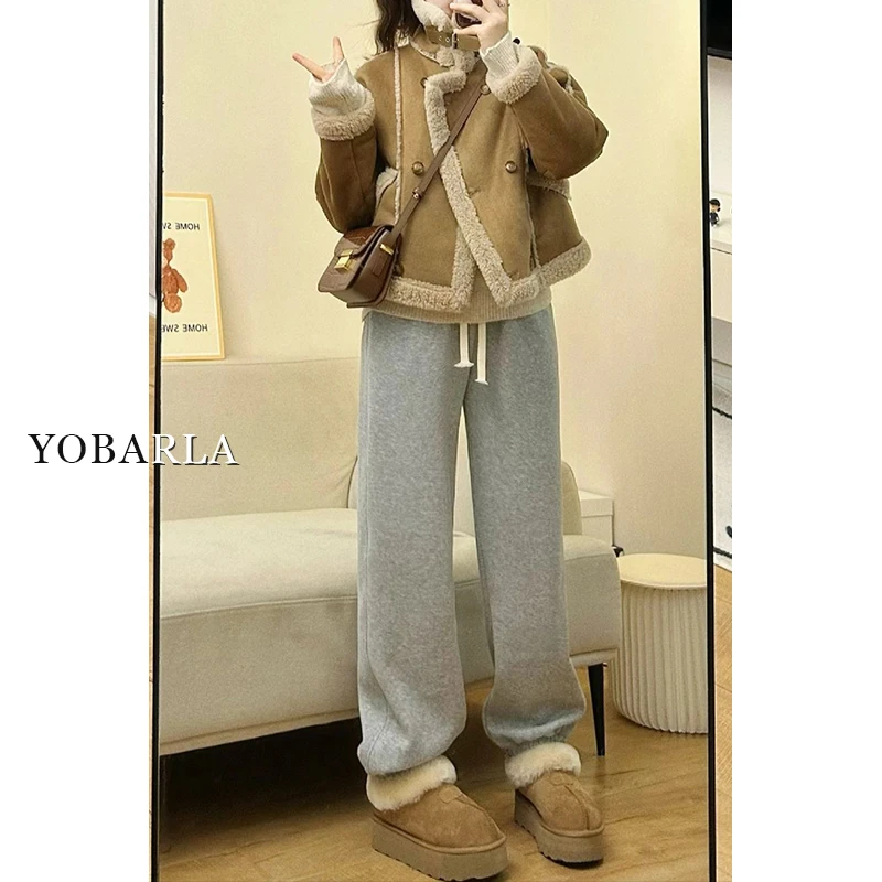 【新年宠粉】灰色阔腿运动休闲裤YBL-2881