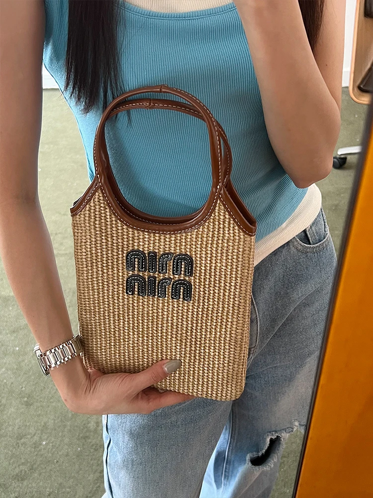 休闲草编包编织包2025新款托特包小号洋气时尚手拎包单肩斜挎小包
