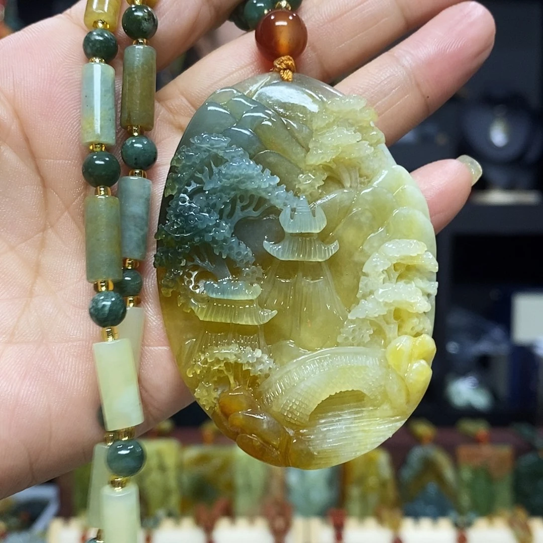 岫玉未镶嵌挂件吊坠