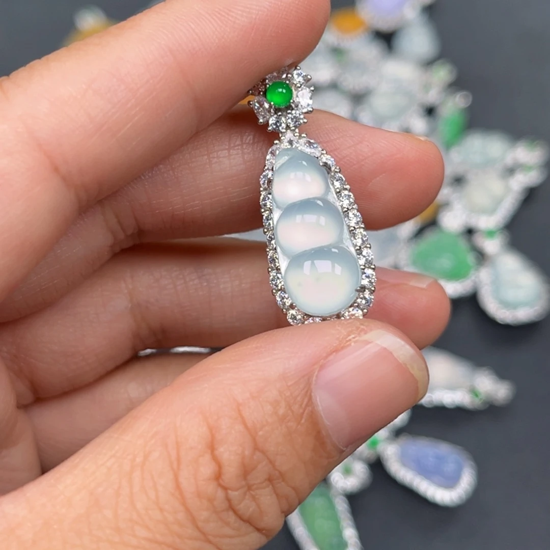 翡翠银S925镶嵌吊坠(不含链)