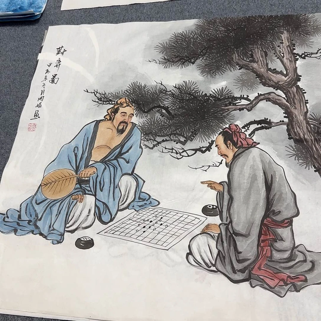 国画尺寸70X70手绘作品
