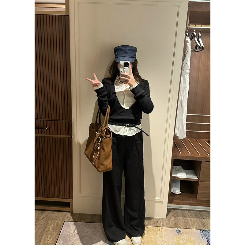 王少女YOKLASS 【清清】黑色直筒西装裤百搭通勤休闲裤 K25718S43