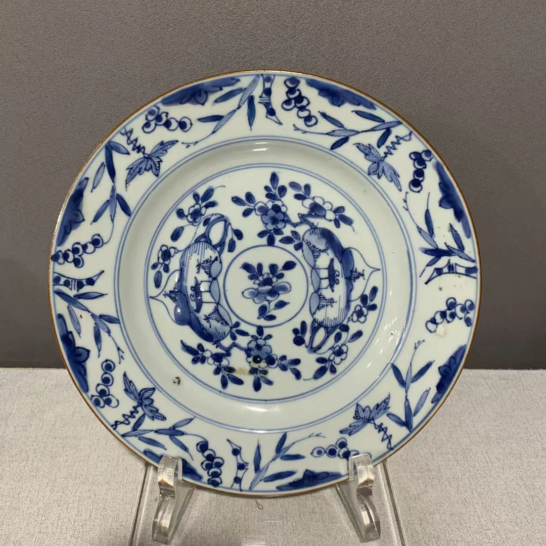 A0901096 清早期 青花花卉纹盘（直径约22.7）