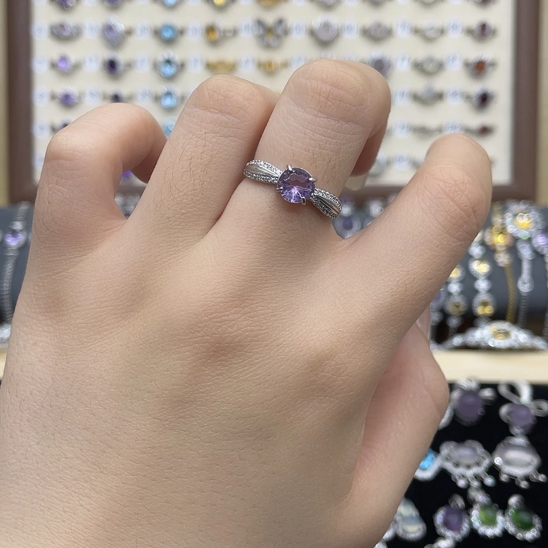紫晶银S925镶嵌戒指
