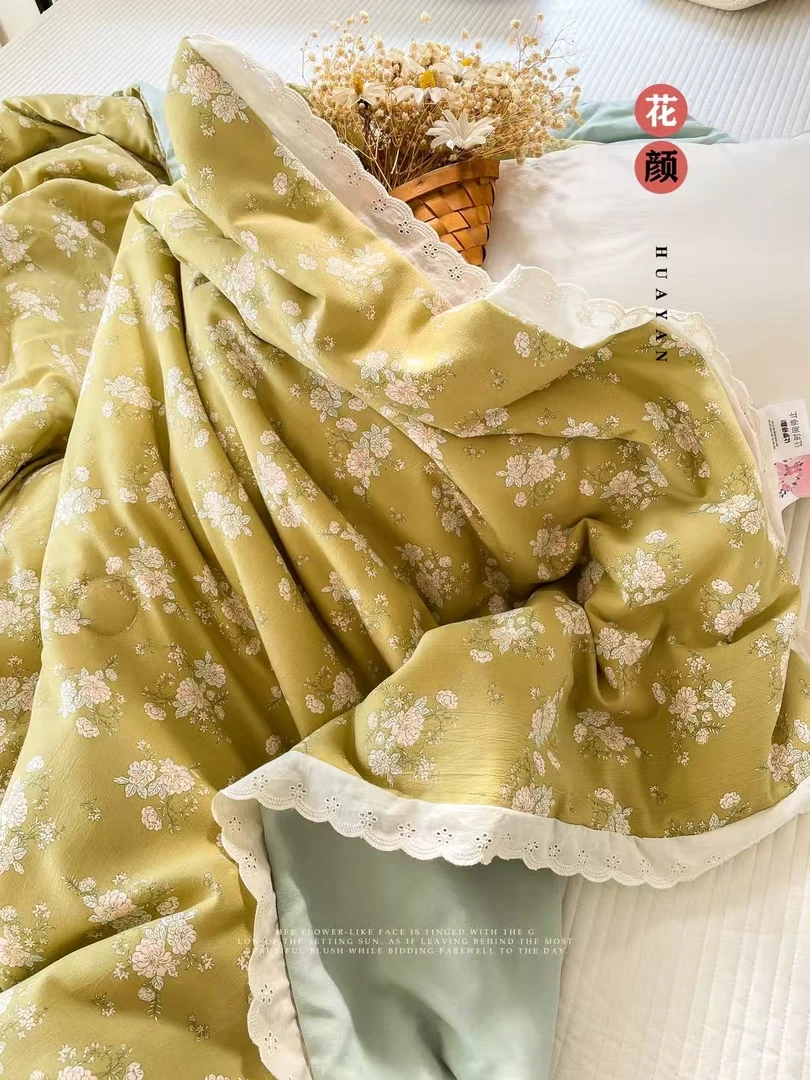 A类双层纱韩式春夏被蓬松柔软透气田园风小清新薄款