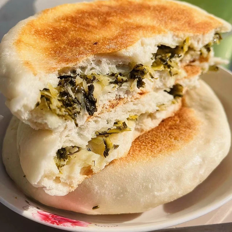 苏北泗阳传统酸菜饼家乡口味 口留余香 馅料十足