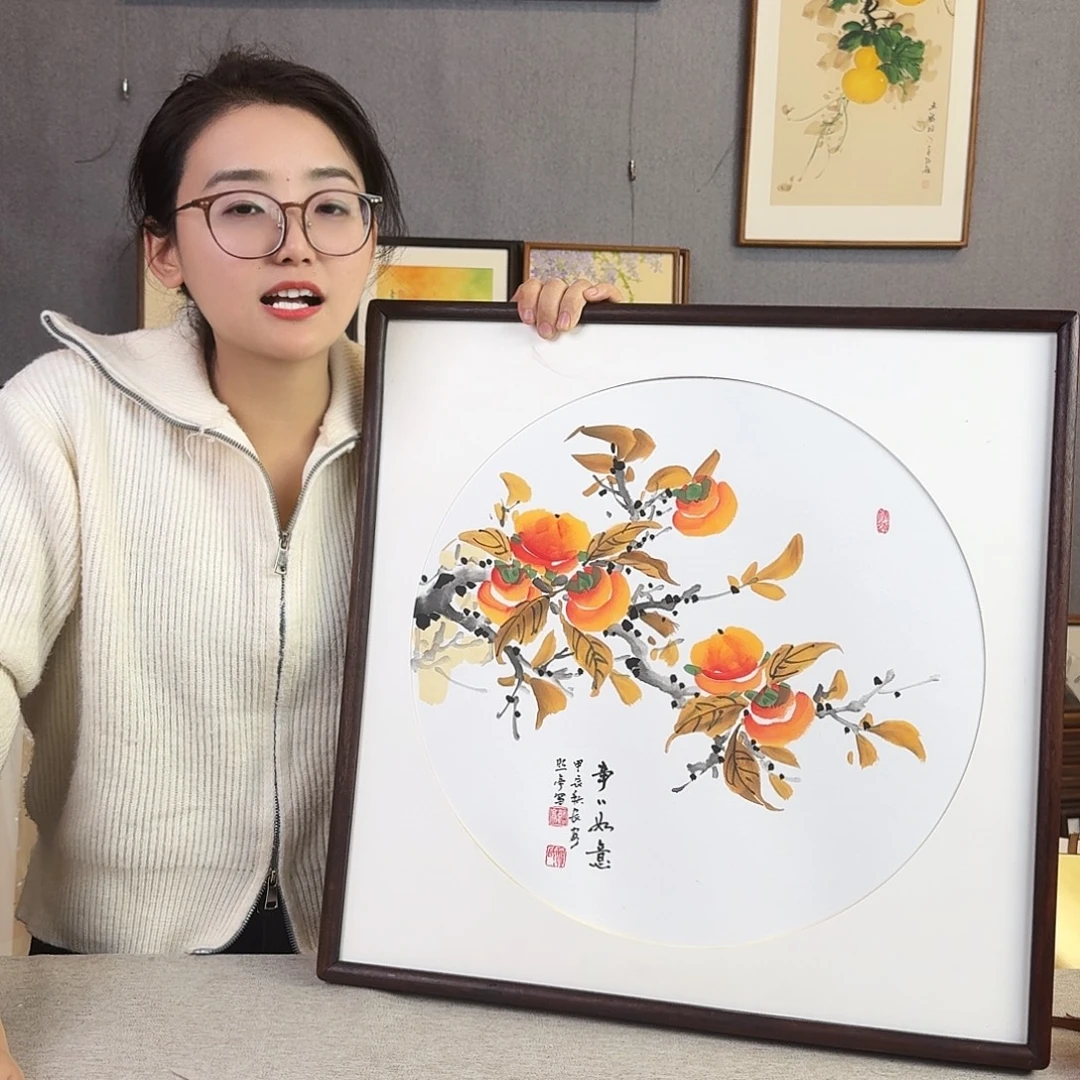 国画手绘带框尺寸： 53*53