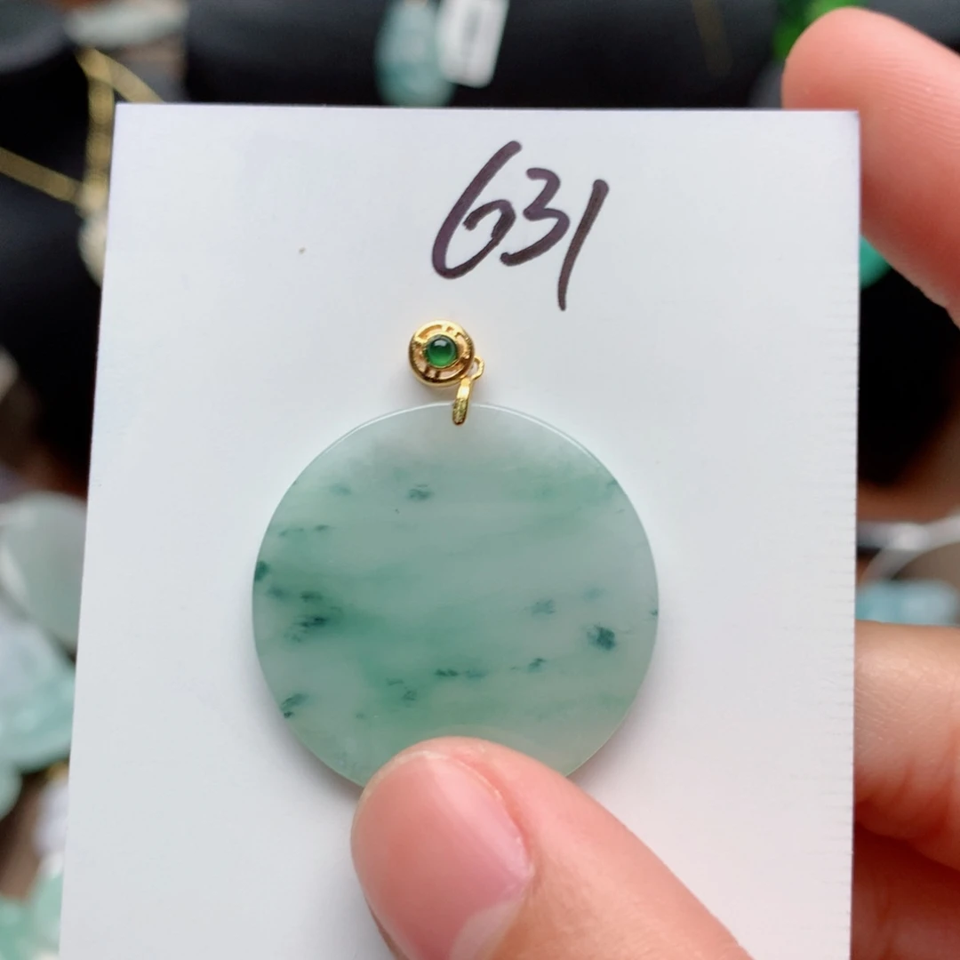 翡翠颈饰银S925镀金镶嵌吊坠