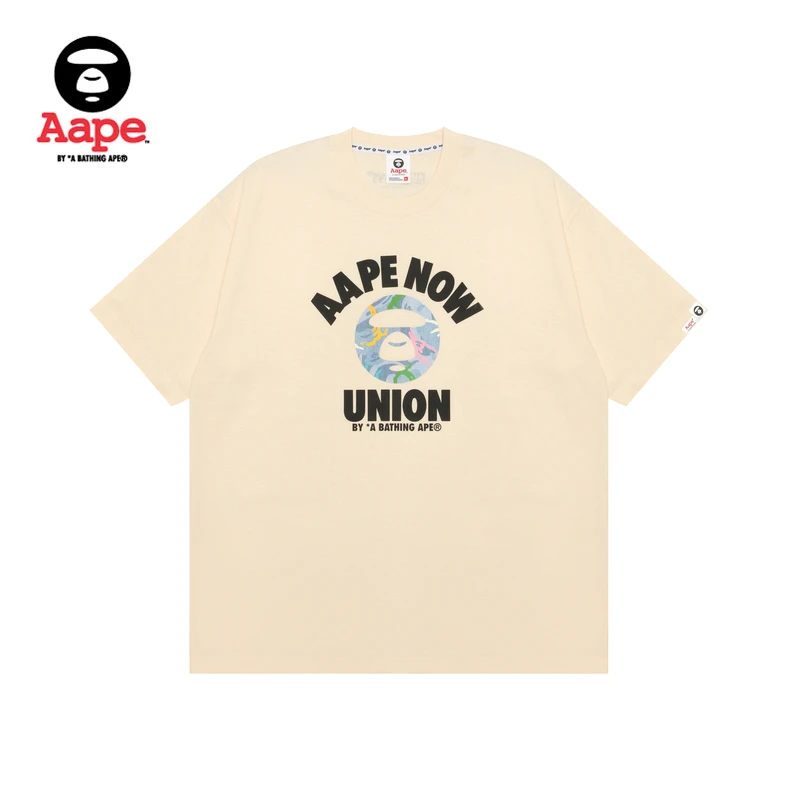 Aape旗舰店25男装春夏猿人迷彩圆章印花休闲潮流短袖T恤1643XXO