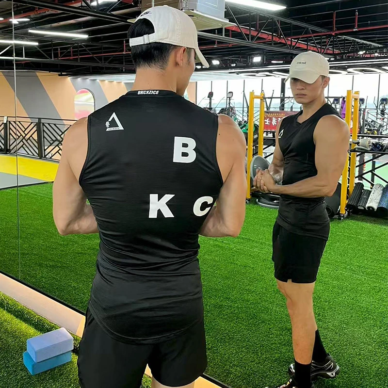 BKCXZICE破冰宽肩紧身运动背心男t恤健身训练户外骑行凉感速干衣