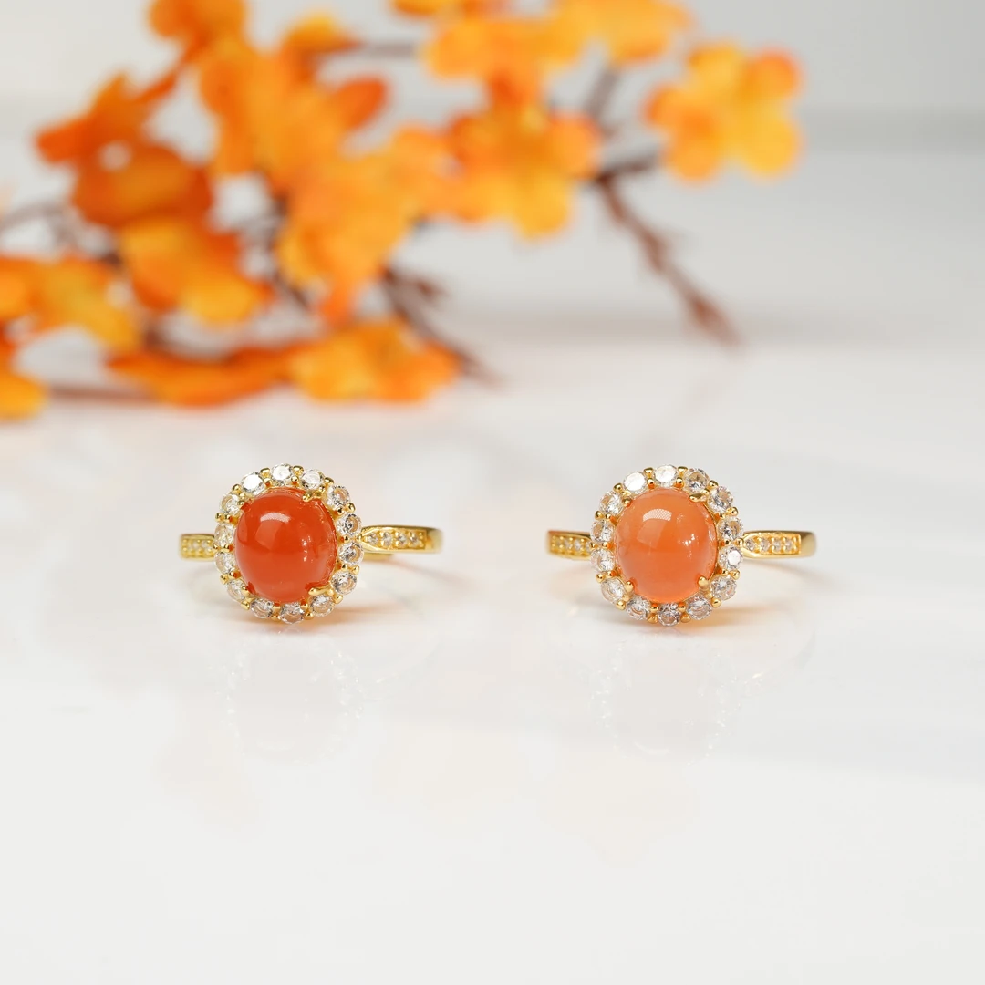 【小北严选】S925银南红戒指约7*8mm【多样性发一件】-WH258X18