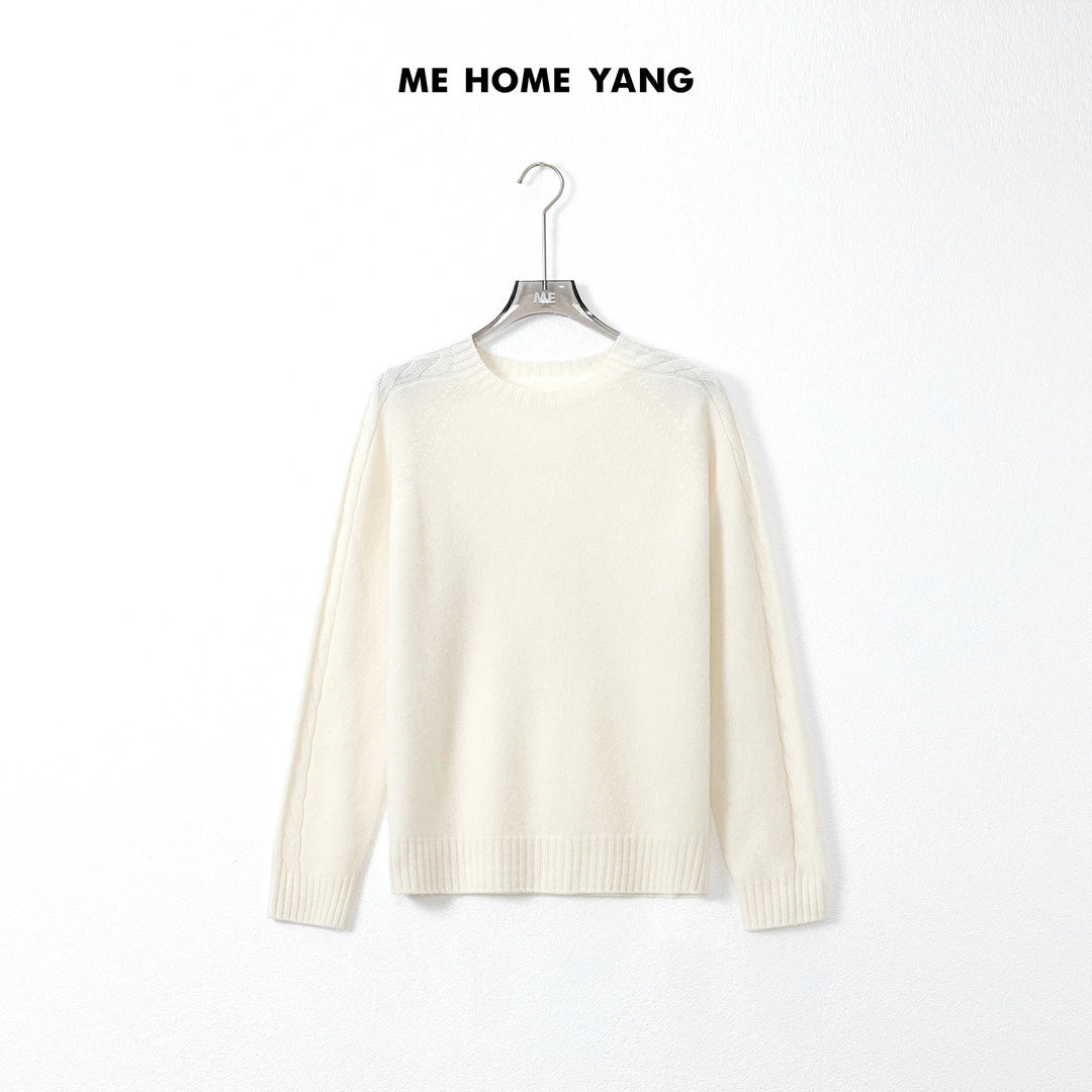 ME【小绵羊】100绵羊毛绞花圆领针织上衣女百搭高级感毛衣MEQA2986