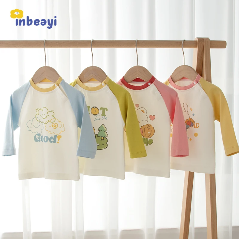 婴蓓依儿童T恤长袖春秋款男童女宝宝上衣小童幼儿纯棉打底衫秋装