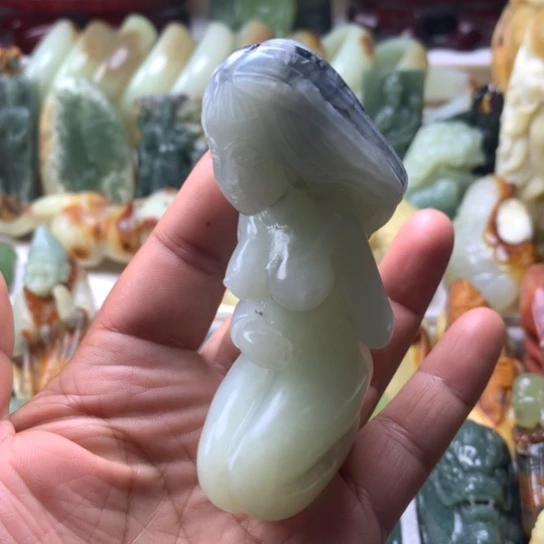 和***售蛇纹石玉未镶嵌岫玉手把件