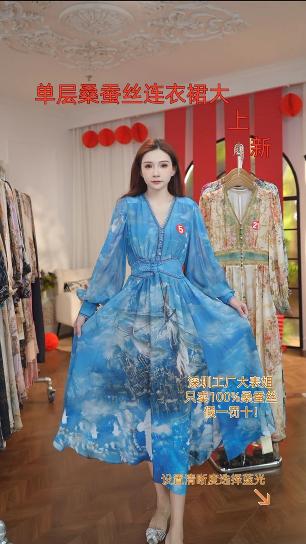 【2025-瑶瑶】重磅100桑蚕丝连衣裙HF25-1127-1