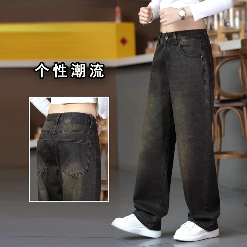 美式复古牛仔裤男款潮牌时尚韩版休闲裤秋季新款宽松阔腿男装裤子