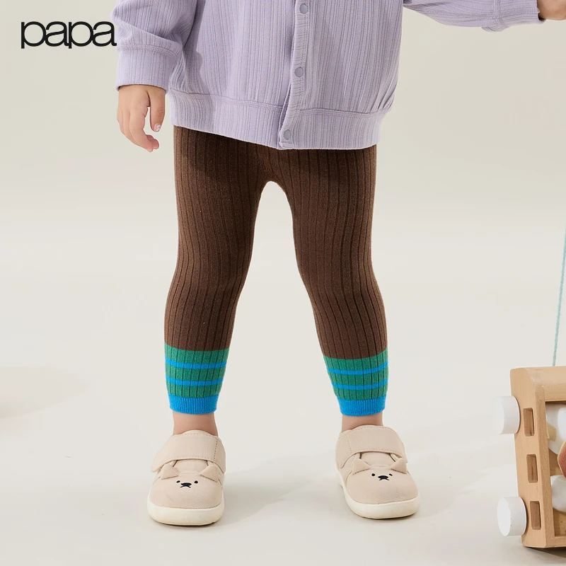 【新品】papa爬爬秋季儿童撞色条纹打底袜连裤袜子舒适百搭