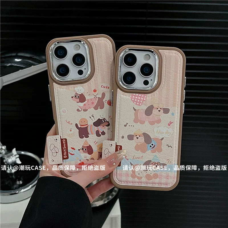 电镀镜框皮纹鼓包适用苹果17/iPhone/华为pura80手机保护壳防摔潮