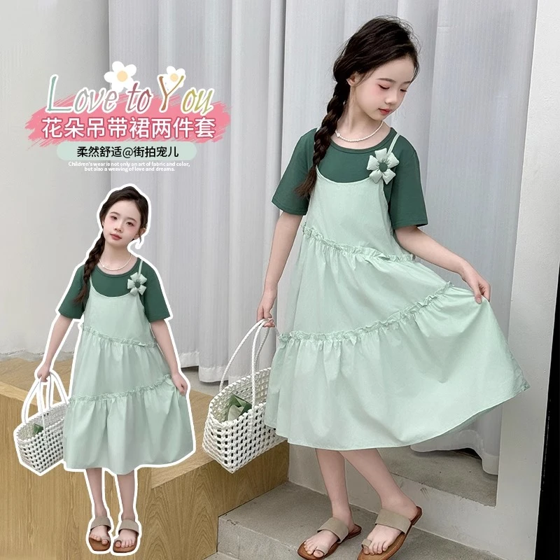 女童连衣裙夏装2025新款套装大童吊带公主裙儿童洋气女孩夏天裙子