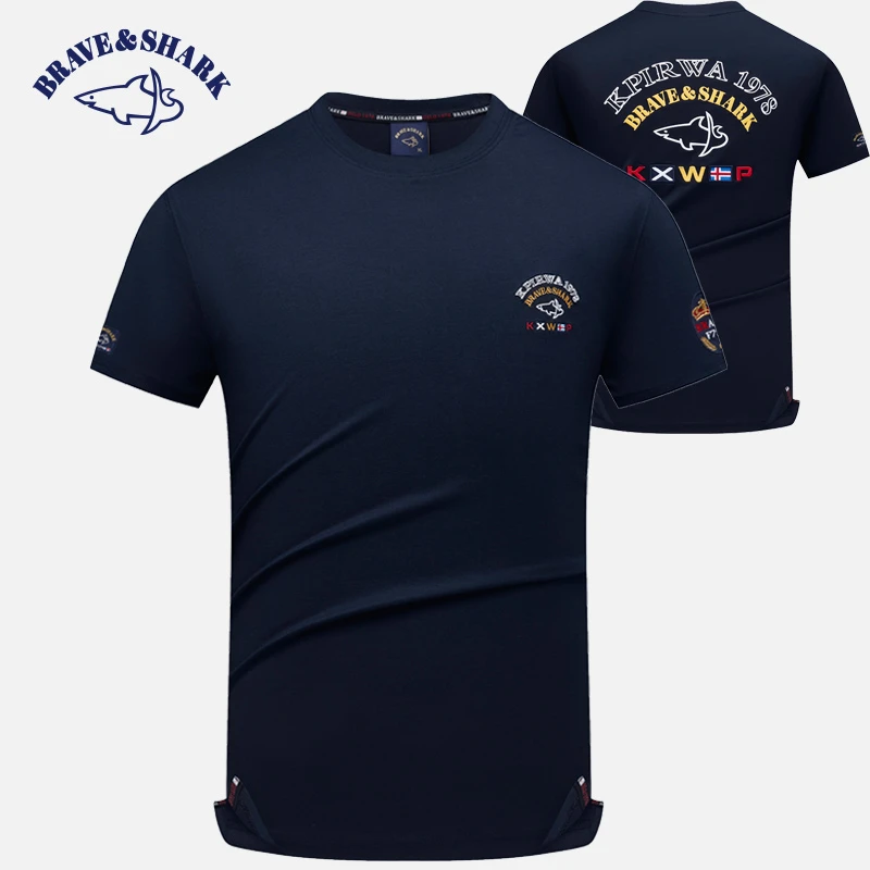 【官方正品】BRAVE&SHARK/男士短袖T恤圆领刺绣满背夏季半袖10A抗菌