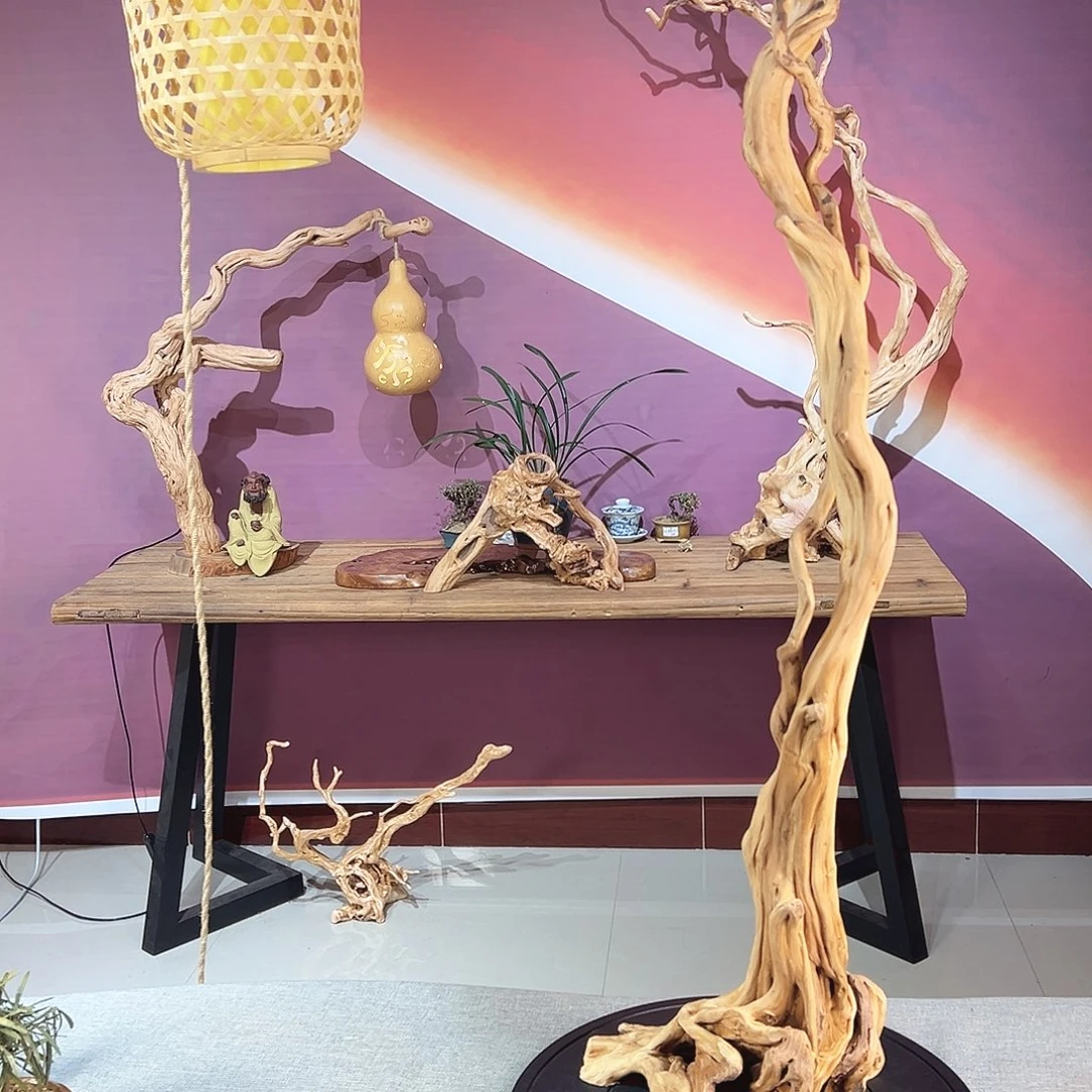 ~***~木天然根艺摆件灯架
