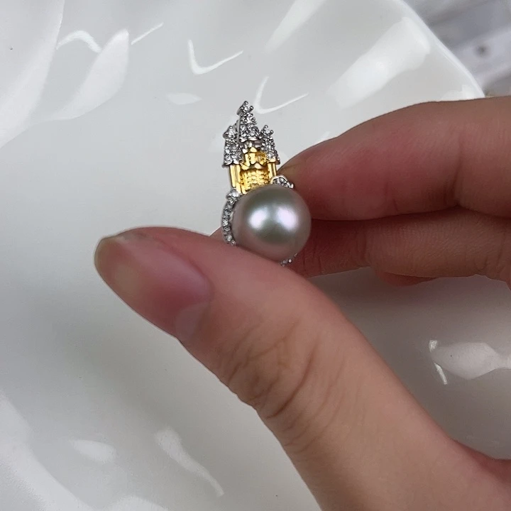 淡水珍珠银S925镶嵌天然珍珠