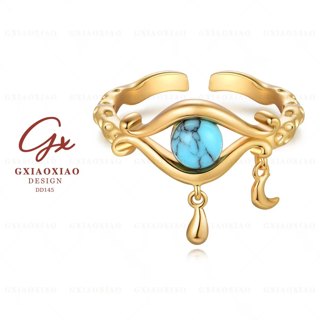 G XIAOXIAO 镀K金 时尚复古高级感恶魔之眼戒指 DD145