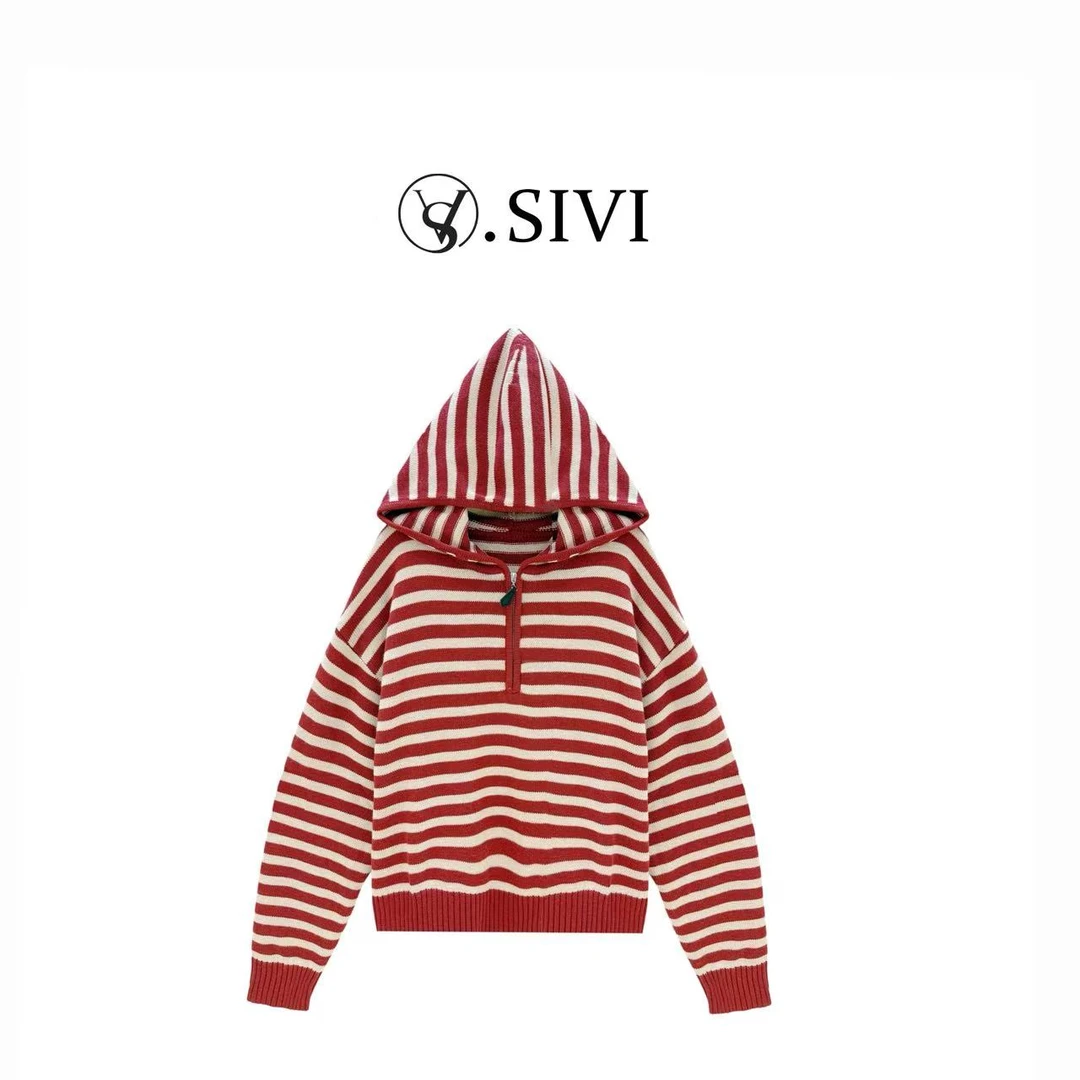 熙薇【斑马条纹】2025早秋新款时尚气质休闲百搭毛衣上衣H5164