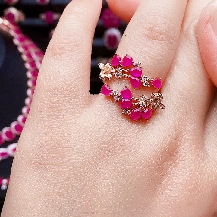 红宝石银S925镶嵌戒指