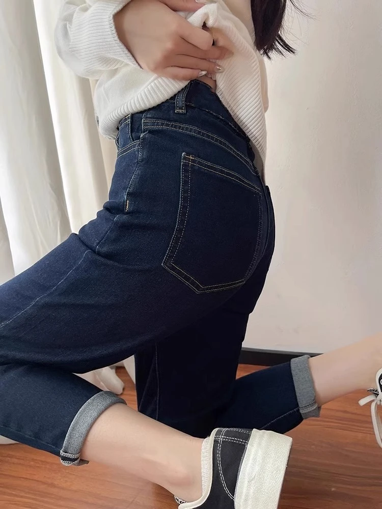 高腰哈伦牛仔裤女大码高腰宽松显瘦老爹裤2025秋季新款胖妹妹裤子