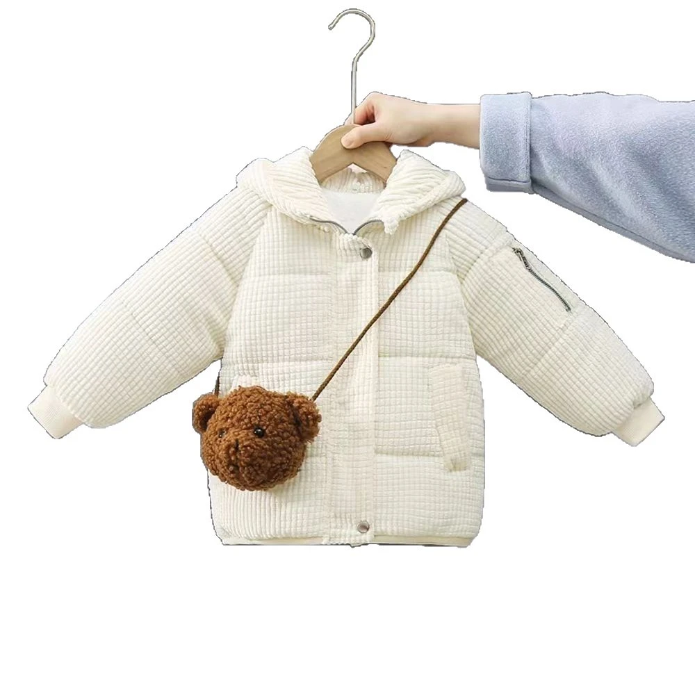 男女童冬装棉服外套宝宝洋气儿童个性潮韩版连帽卡通耳朵加厚棉袄