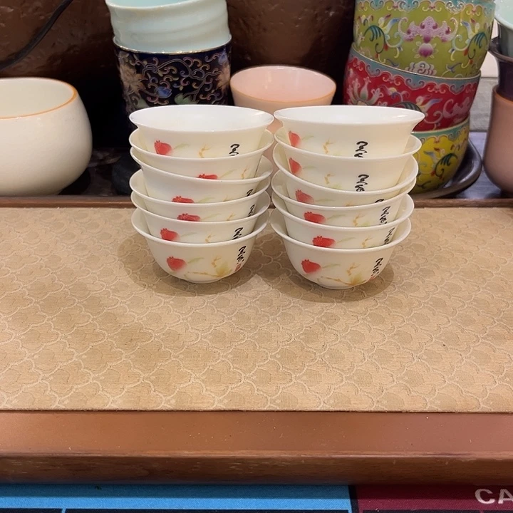 瓷片陶瓷单杯微瑕12个天香