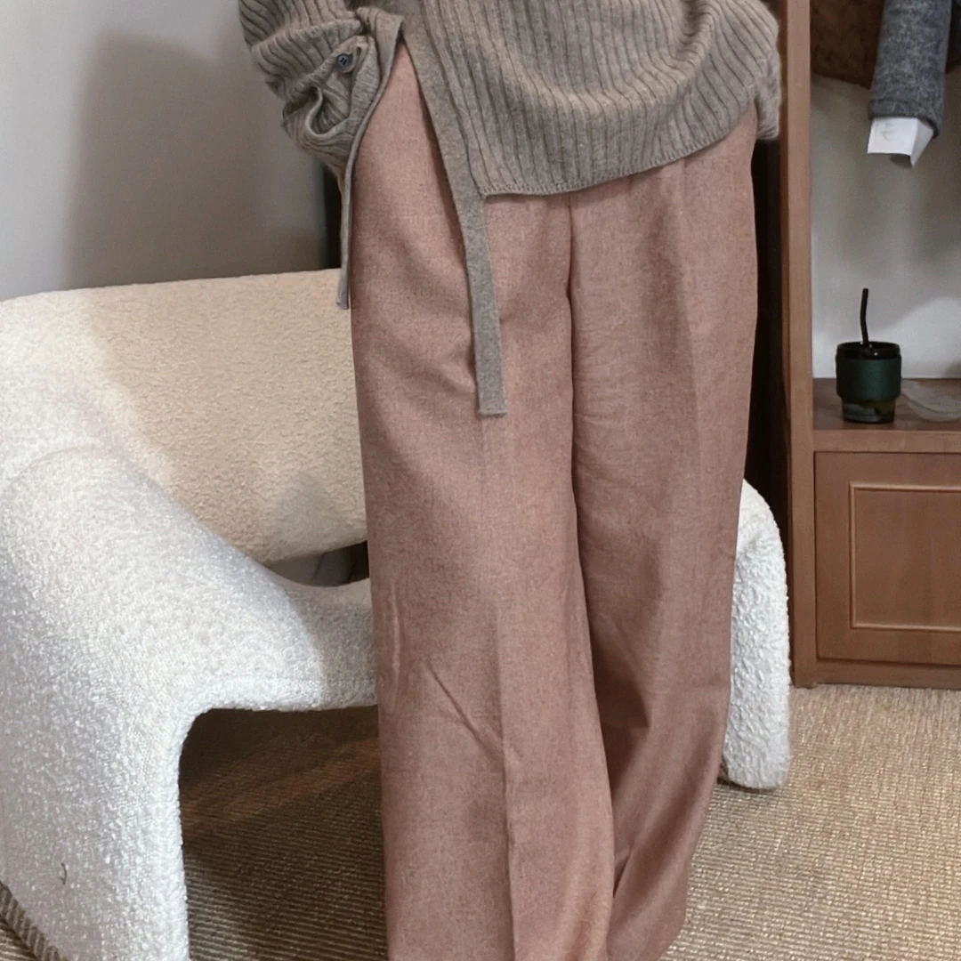 LIXIA. 韩国东大门原单羊毛呢显腿长显瘦轻奢颜色好阔腿裤-86889