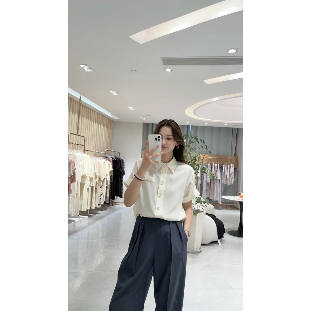 【张姐】桑蚕丝衬衫夏装新款休闲真丝衬衣 YJHY-622012