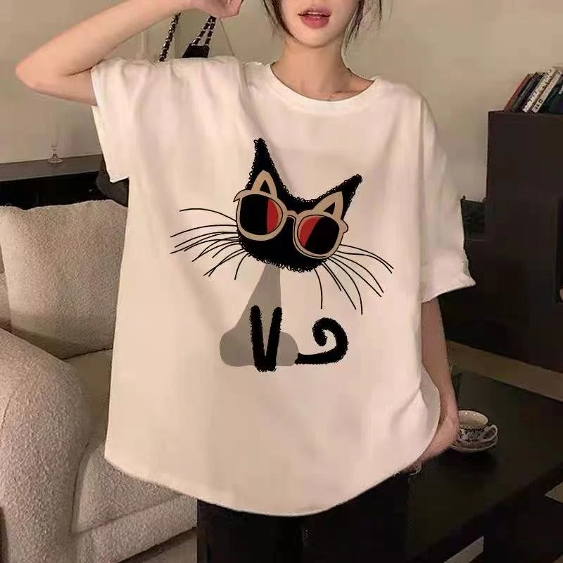 600  重磅新款休闲宽松短袖百搭印花时尚圆领潮流韩版设计感T恤