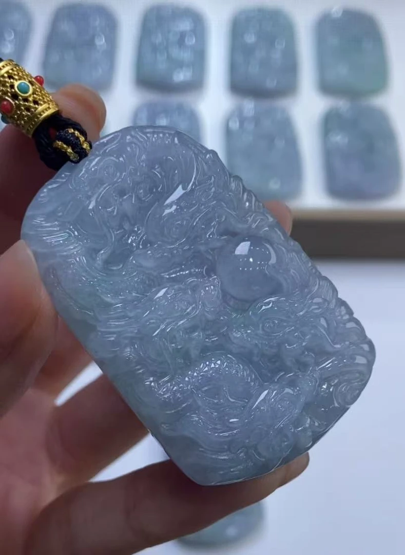 317710/天然缅甸翡翠A货龙牌吊坠 多样性一件发