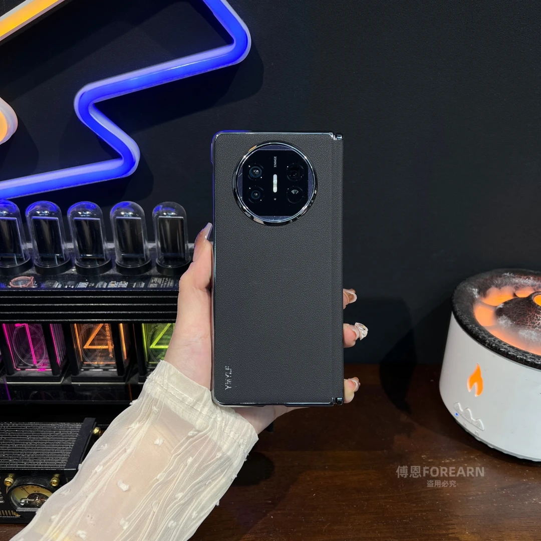 适用于华为matex5手机壳matex3折叠屏x5保护套x3真皮中轴超薄后壳