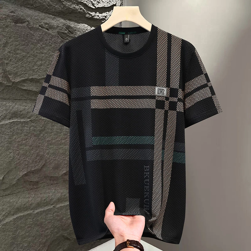 冰丝薄款透气圆领短袖T恤潮流修身夏季速干休闲半袖百搭上衣韩版