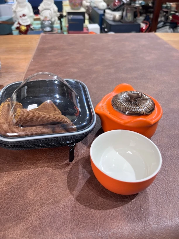 067柿子橙色一壶一杯旅行茶具