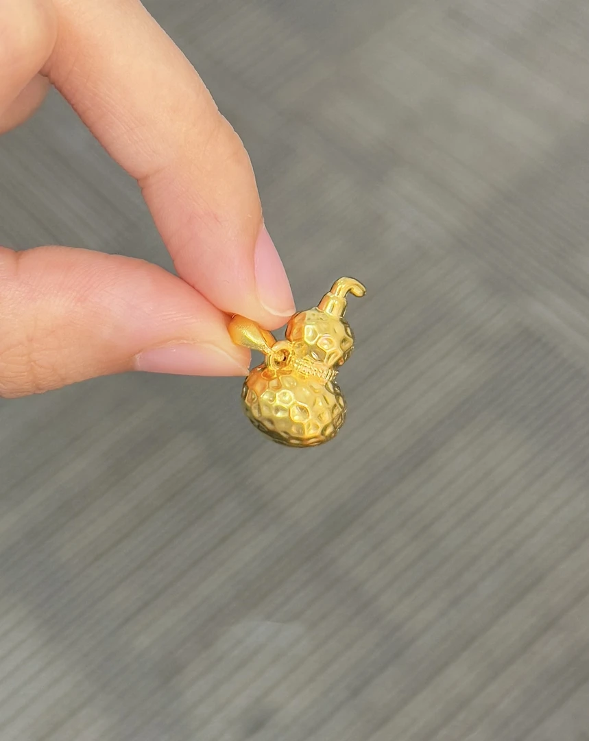 足金999 5D锤纹葫芦吊坠