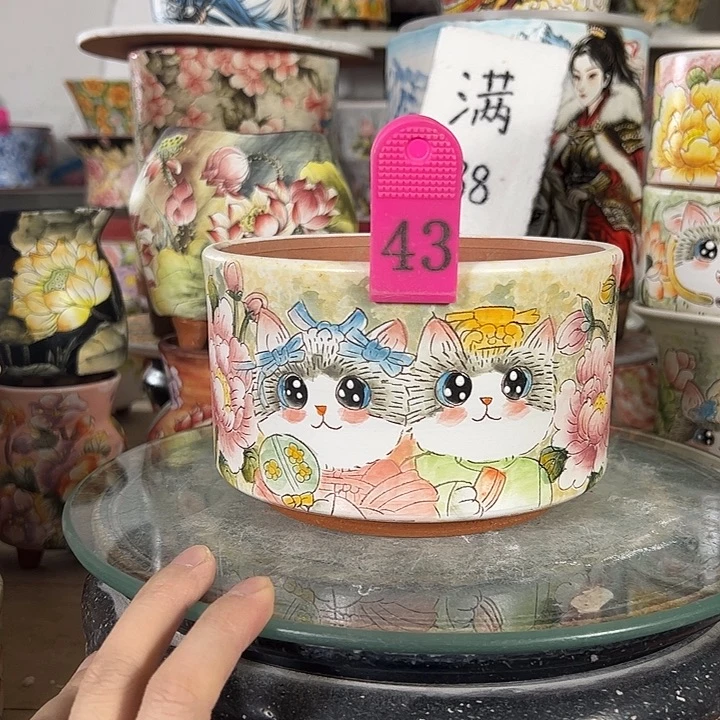 满38包邮 景德镇幸运花盆