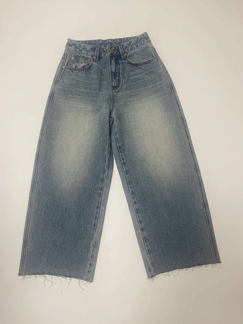 瑕疵品，孤品，尾货散口阔腿裤牛仔裤阔腿水洗宽松蓝色百搭短裤