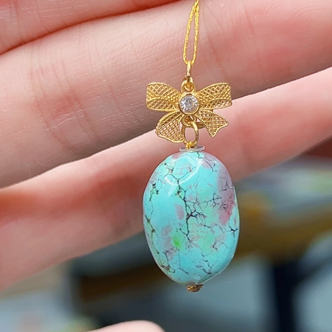 绿松石珠宝奇石18K金镶嵌