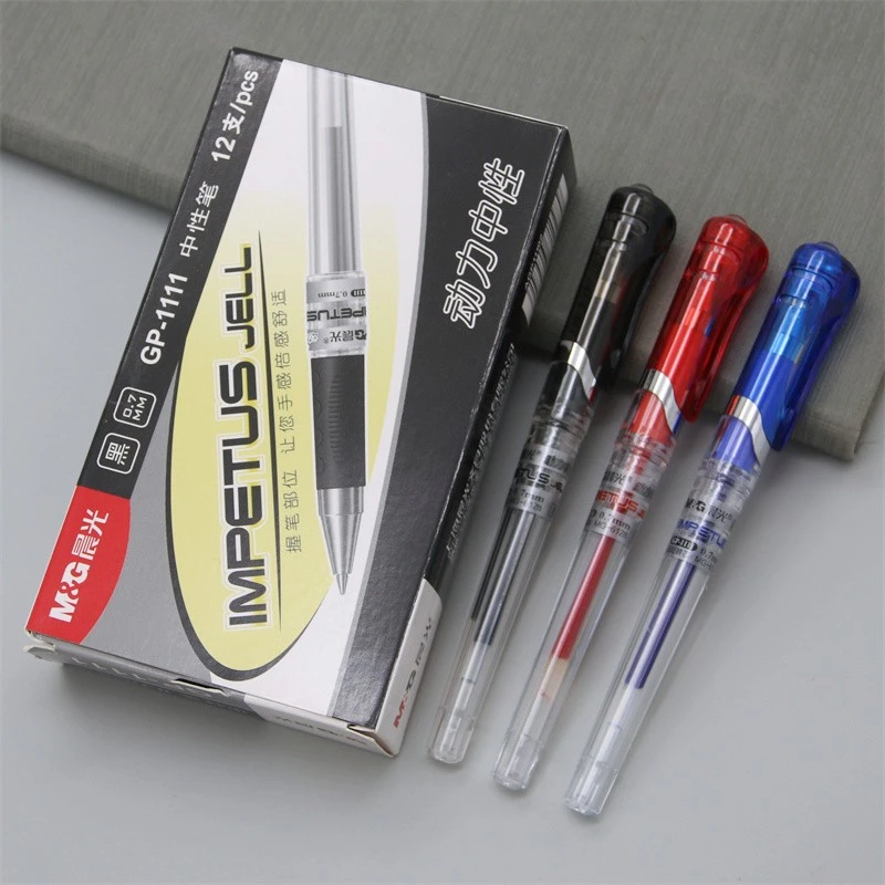 晨光GP1111中性笔0.7黑色加粗水笔商务签字笔黑色学生书法练字笔