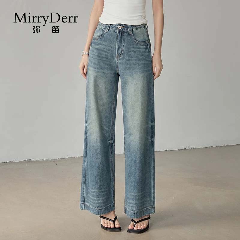 MirryDerr/弥笛复古直筒牛仔裤女2025夏季新款高腰宽松显瘦阔腿裤