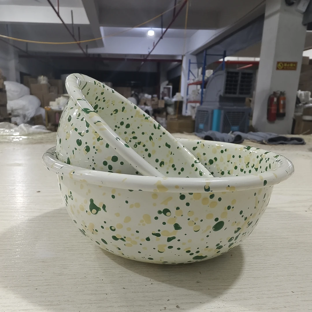 【大白专属】出韩国 黄绿  内外泼墨甜品沙拉碗 酸奶碗 带盖子