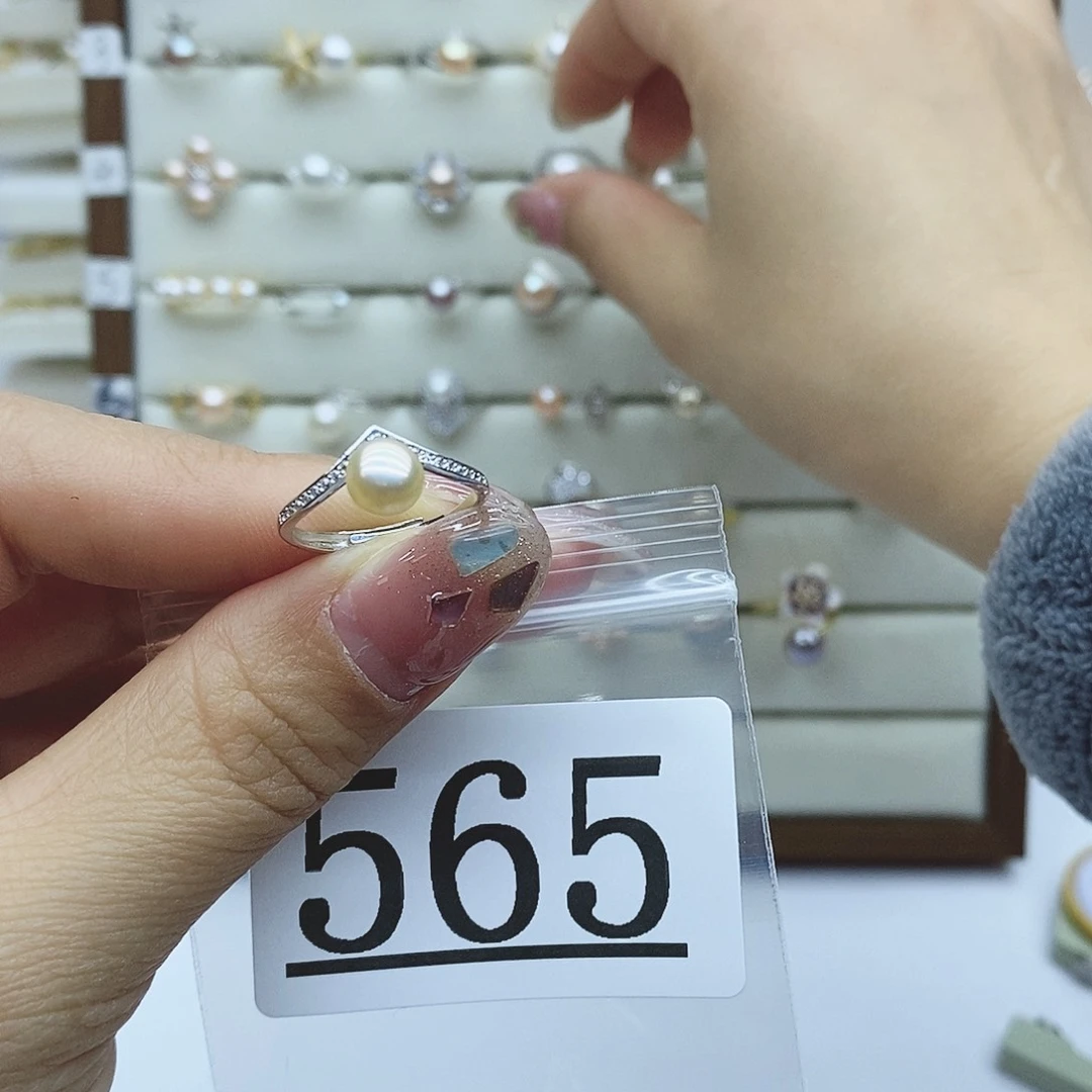 淡水珍珠戒指银S925镶嵌565